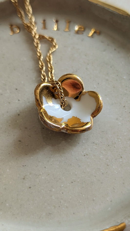 Aube – Collier en porcelaine de Limoges et or véritable | Collection Éclosion