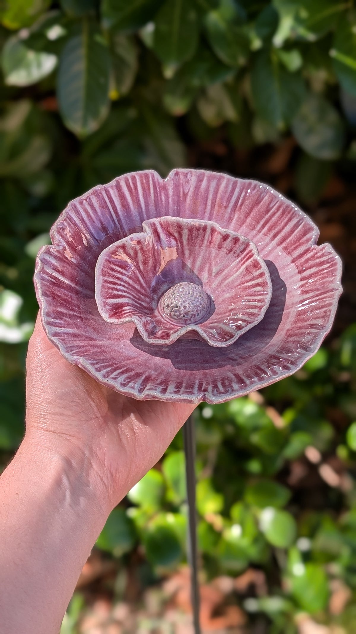 Grande Fleur abreuvoir pour oiseaux & pollinisateurs — Céramique artisanale - SUR COMMANDE